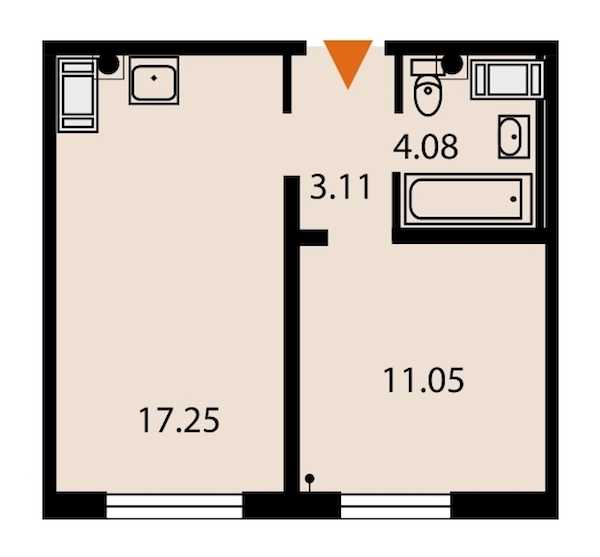 Однокомнатная квартира в : площадь 35.7 м2 , этаж: 2 – купить в Санкт-Петербурге